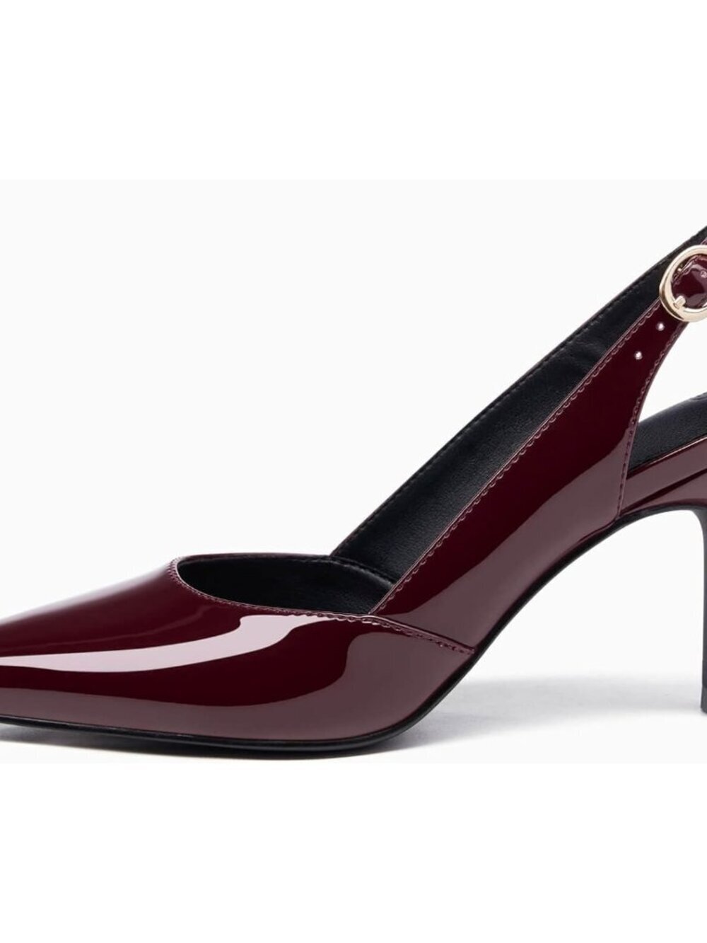 Shoes | Womens Burgundy Slingback Kitten Heels Closed Pointed Toe Pumps ...